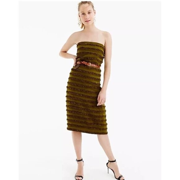 Banana Republic Raffia Detail Safari Green Midi Dress 6 - Picture 3 of 8